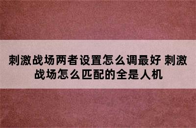 刺激战场两者设置怎么调最好 刺激战场怎么匹配的全是人机